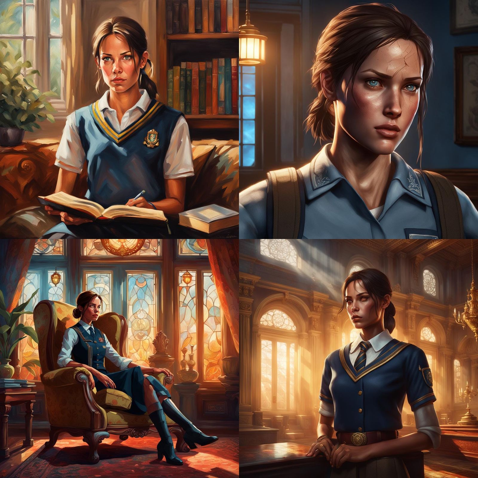 Lara Croft in School Uniform Portrait