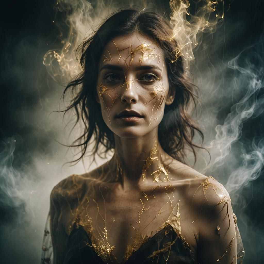 Surreal Transformation in Ethereal Double Exposure Portrait