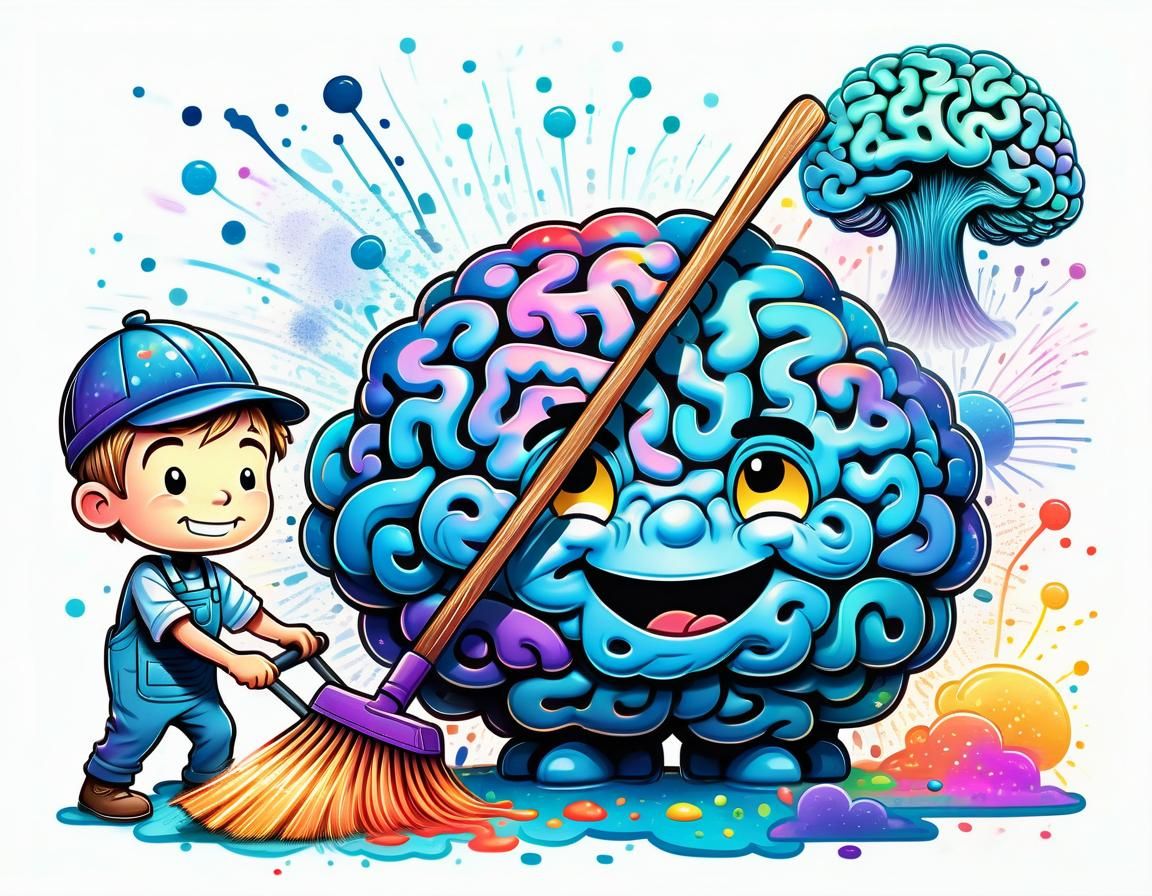 Happy Brain Janitor in Whimsical Digital Art