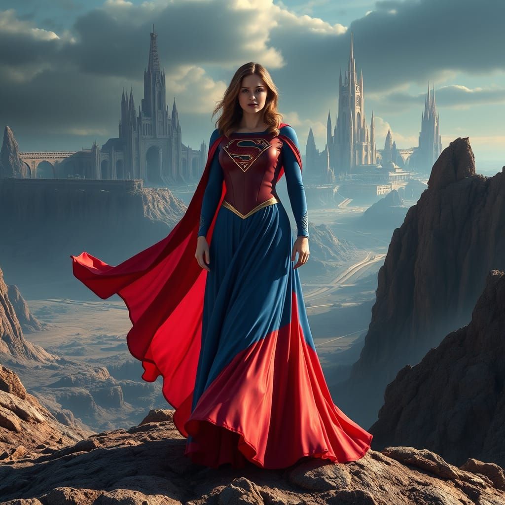 Lois Lane in Elegant Kryptonian Gown on Distant Planet with ...