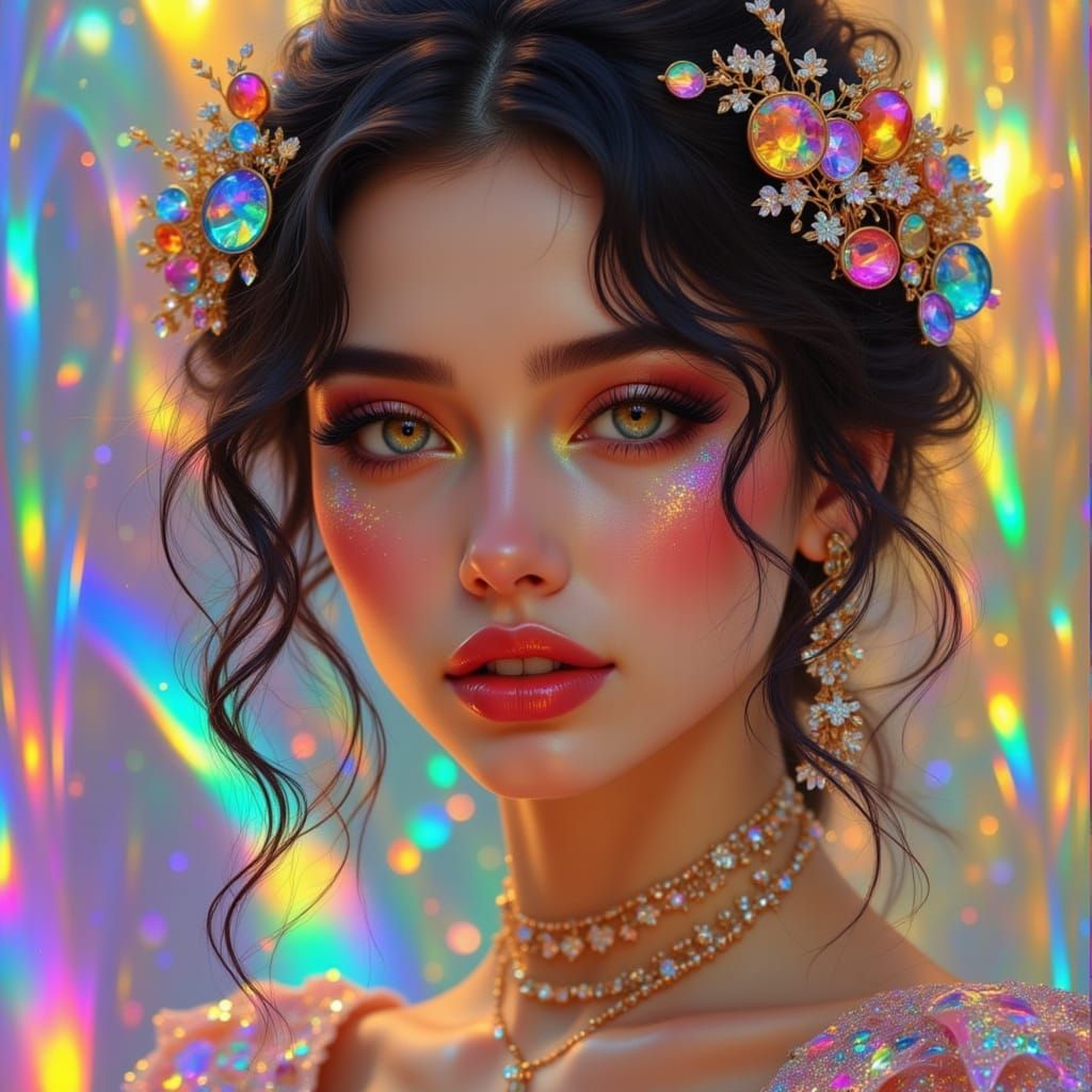 Rainbow Flamenco Dancer Portrait in Bubble