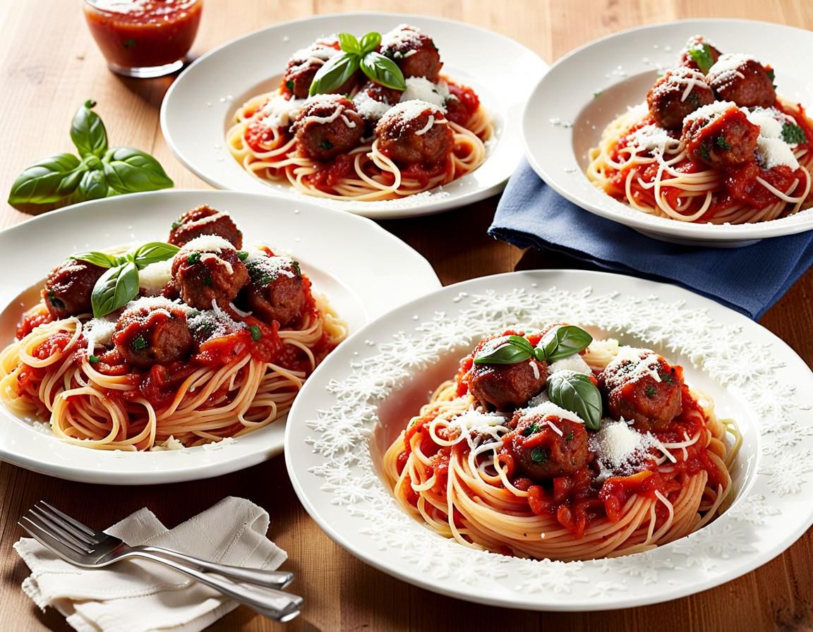Spaghetti with Tomato Sauce and Meatballs