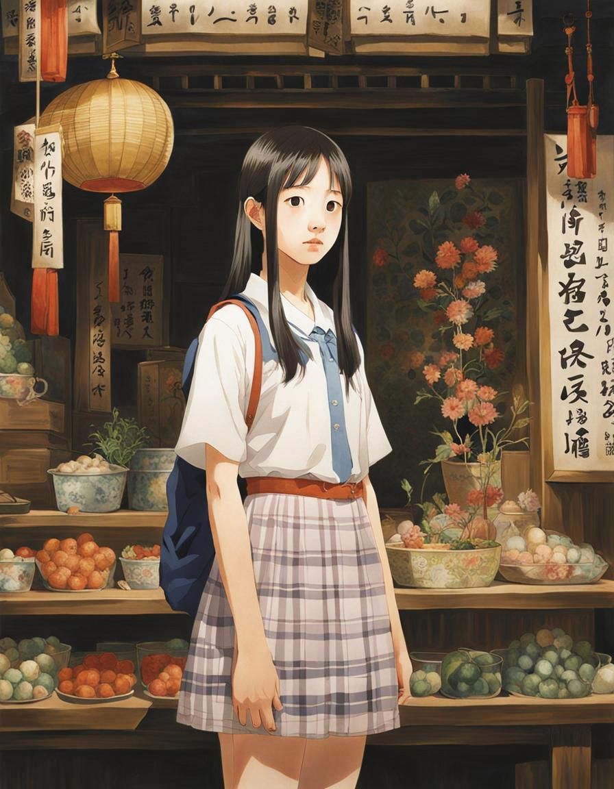 Manga-Style Portrait of a Young Woman