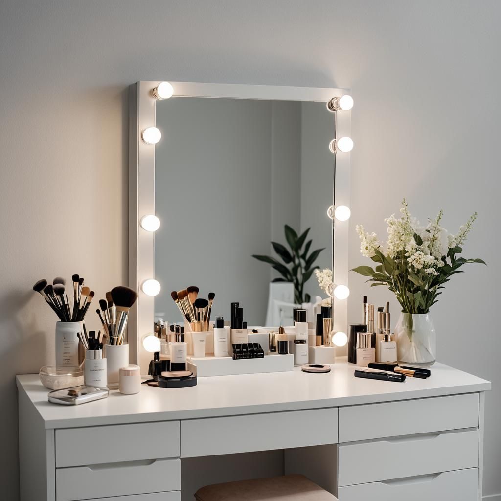 Modern Minimalist Makeup Dresser with Softbox Lighting