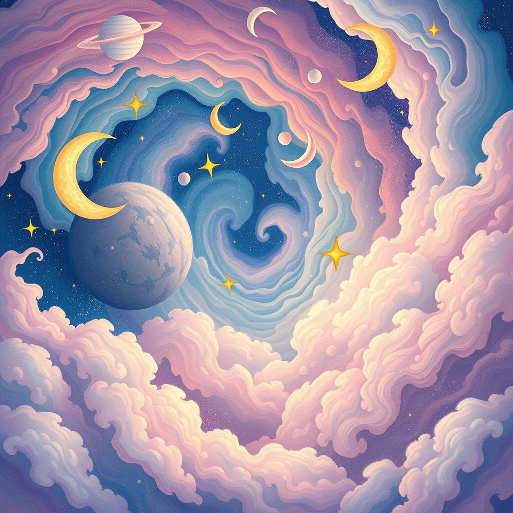 Pastel Solar System in Dreamy Surreal Style