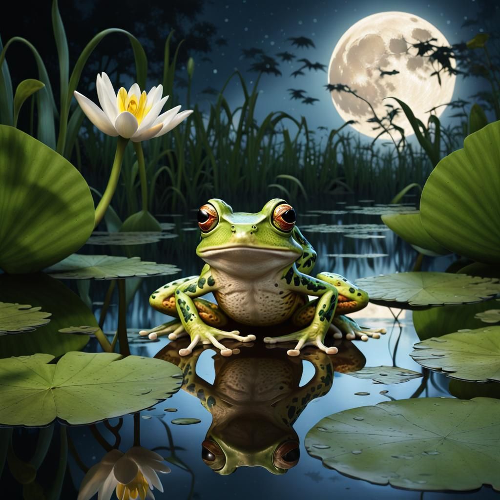 Cute Frog Jumping Over Amazon River