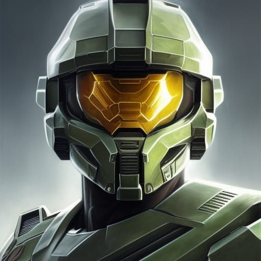 Master Chief Portrait in Hyperdetailed Style