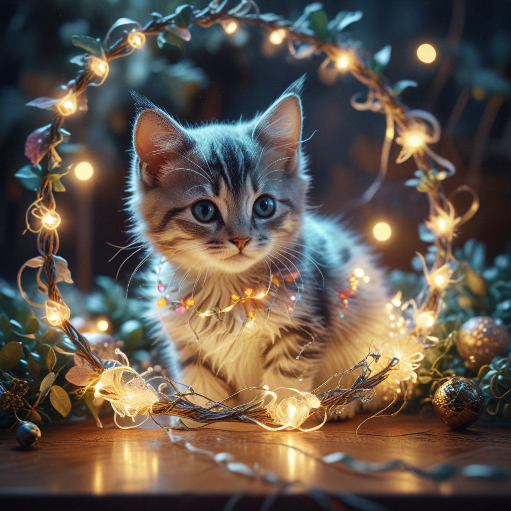Kitten Enchanted in Whimsical Garland