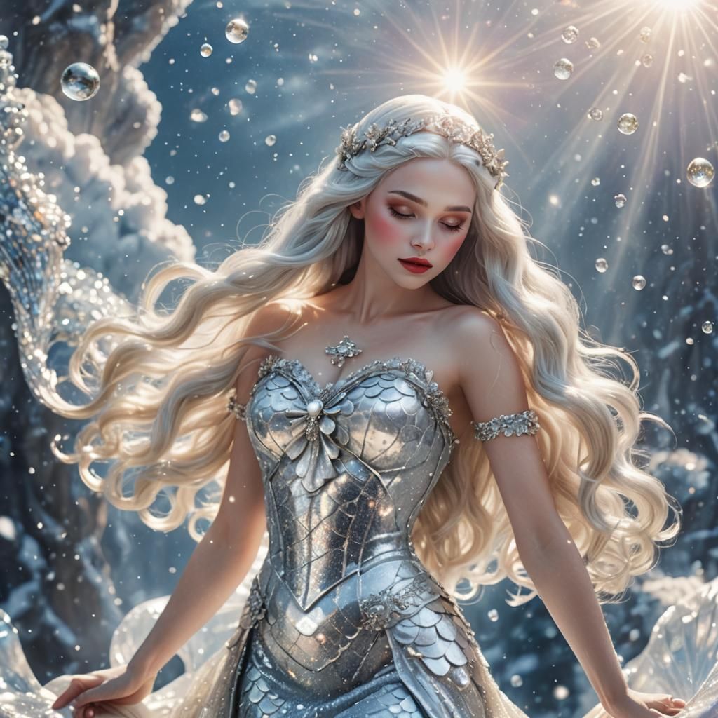 Snow White as Space Mermaid with Silver Sparkles