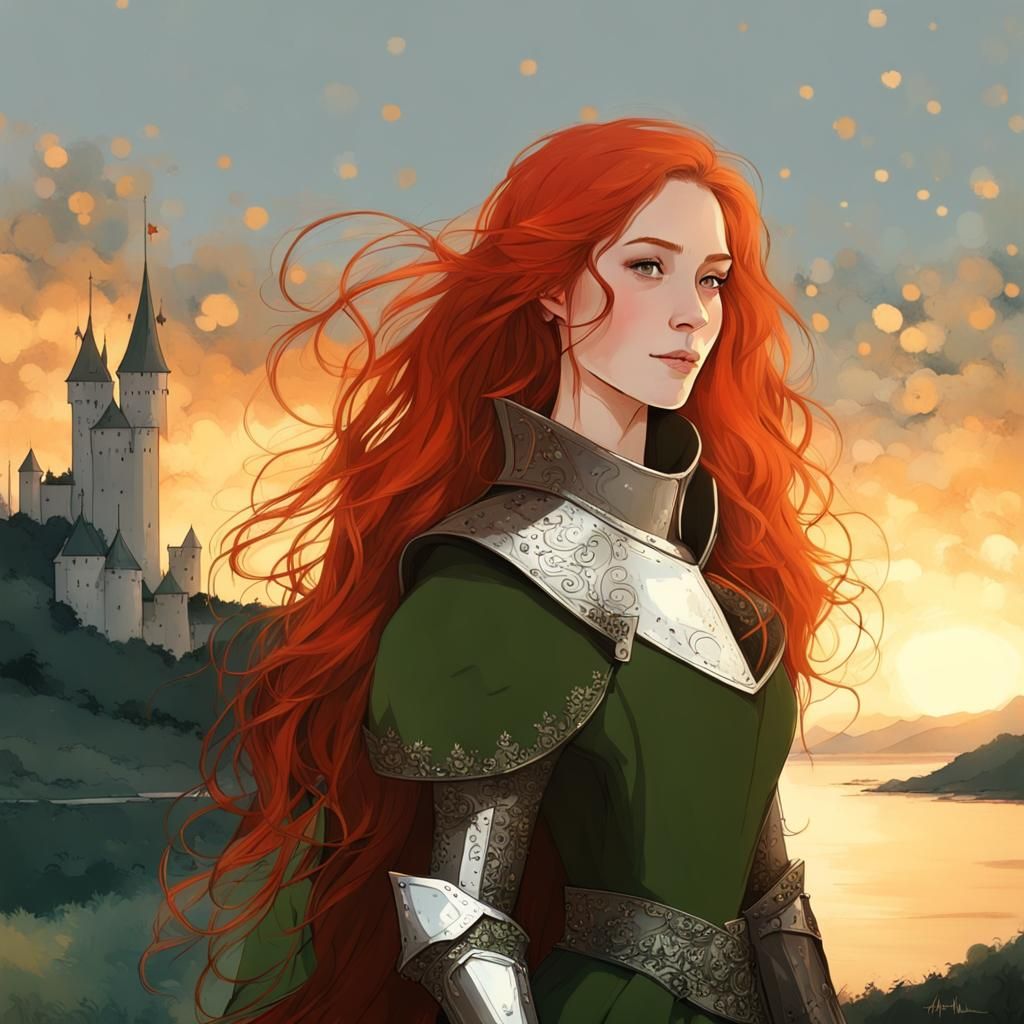 Ornate Portrait of a Beautiful Female Knight