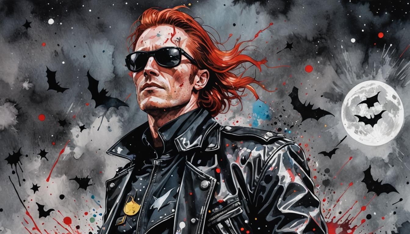 Red-Haired Batman in Pop Art Style