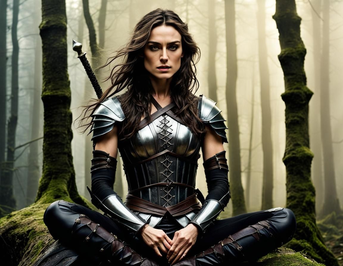 Warrior Princess in Misty Forest, Digital Painting