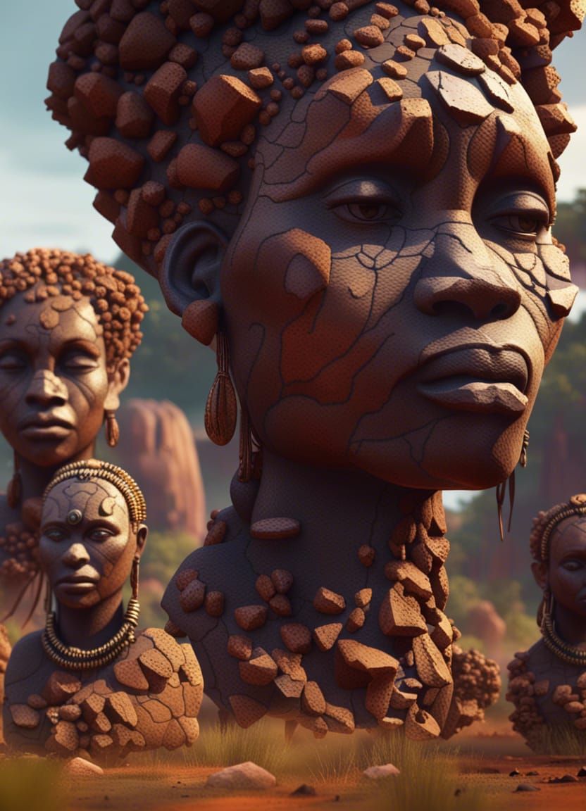 African Rock Faces in Savanna Landscape