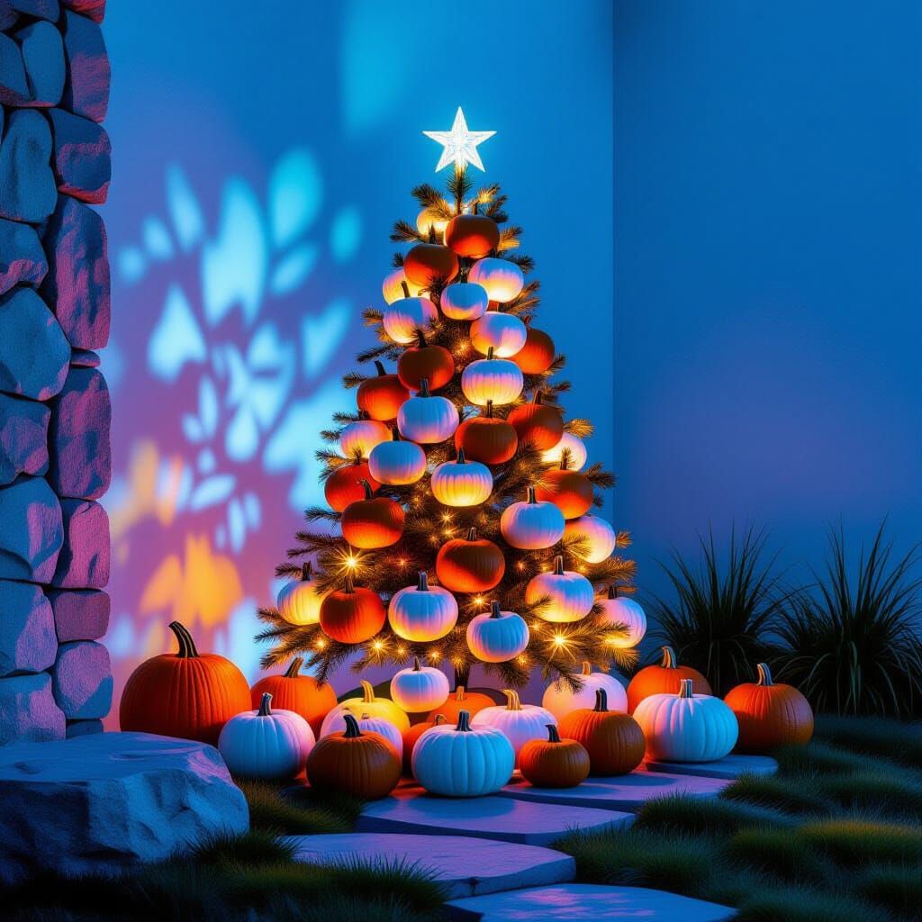 Ethereal Pumpkin Christmas Tree Art Installation