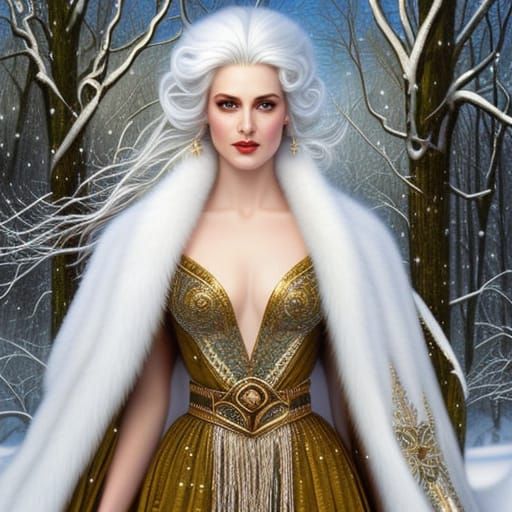 Goddess of Snowflake: Majestic Winter Portrait