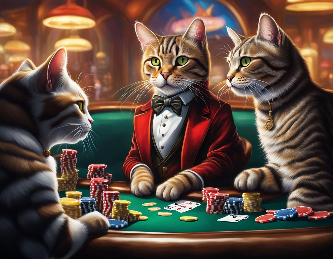 Tabby Cat's High-Stakes Casino Poker Game
