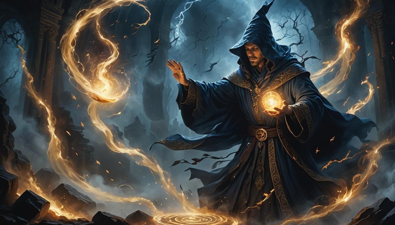 Mysterious Mage Casting a Powerful Spell