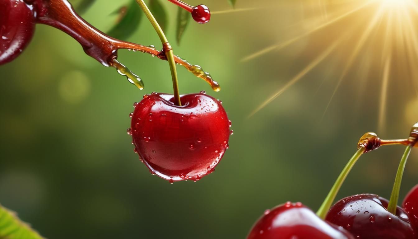 Anthropomorphic Red Cherry Washed with Morning Dew