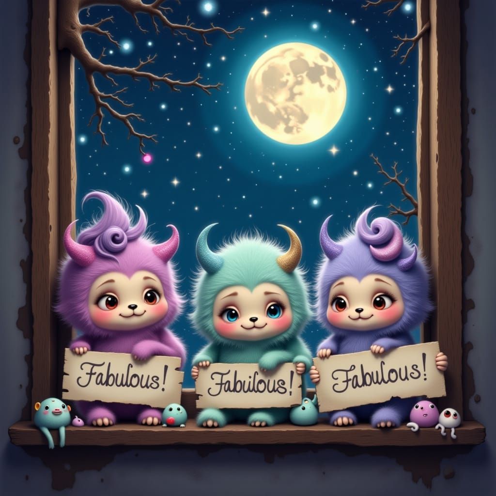 Playful Monsters Declare "Fabulous!" on Starry Night