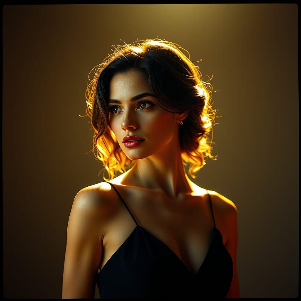 Elegant Woman in Cinematic Golden Lighting