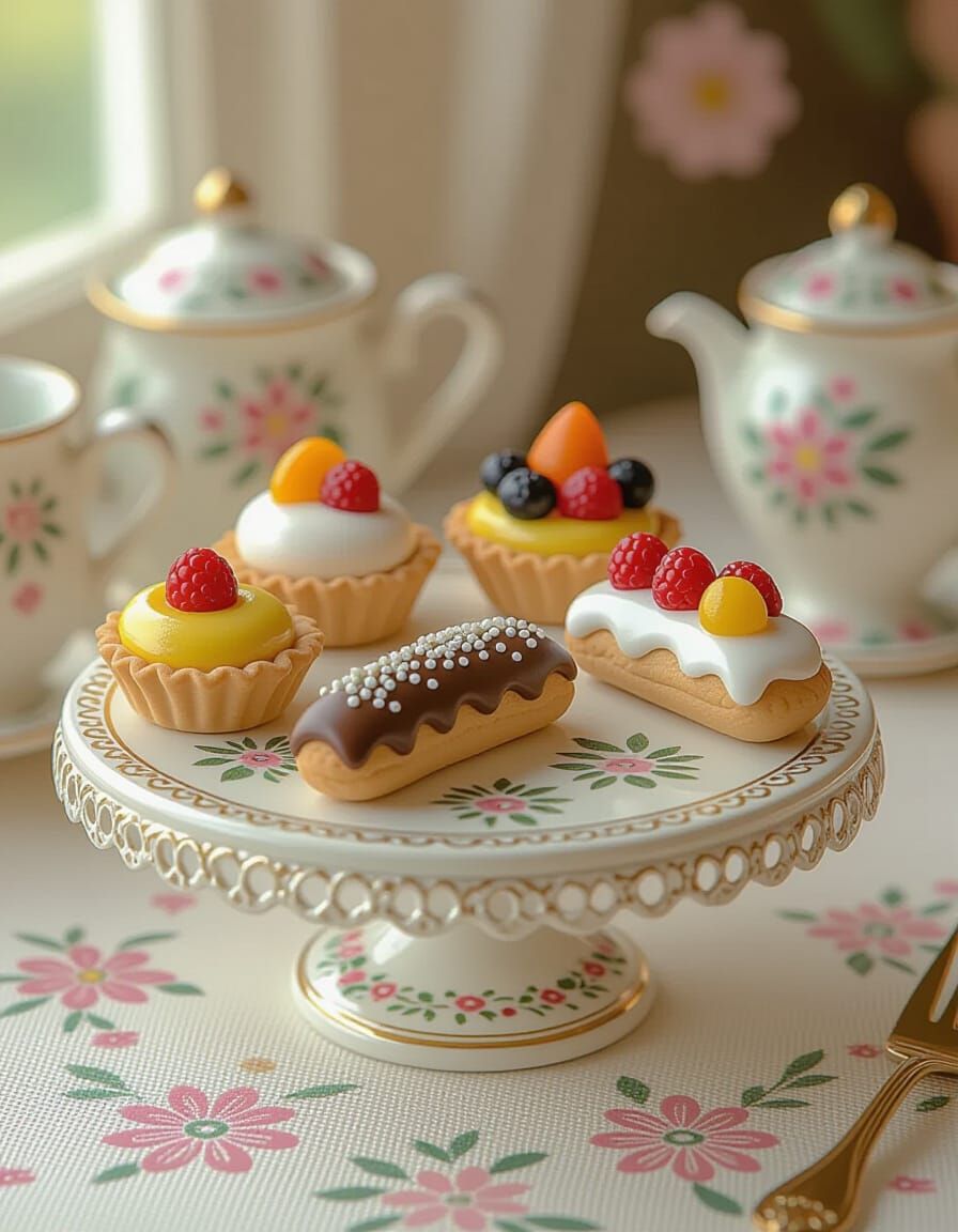Miniature Clay Desserts in Folk Art Style