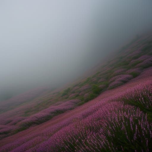 Dramatic Fog Rolls Over Foothills as Watercolor