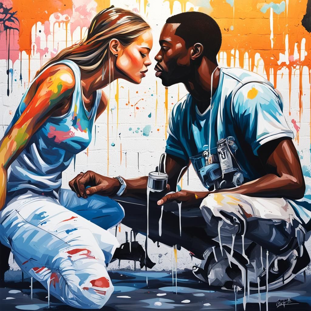 Passionate Embrace: Graffiti Art in an Urban Alley