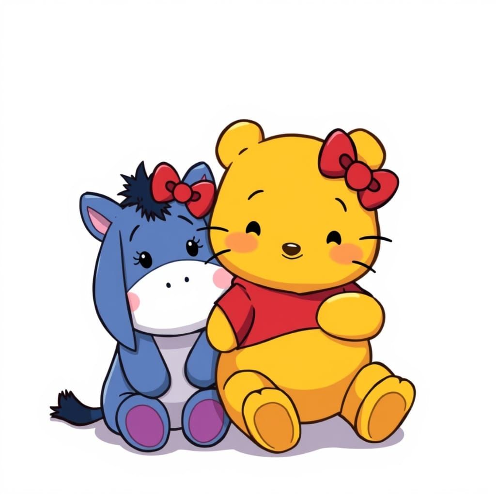 Winnie the Pooh and Eeyore as Hello Kitty Anime