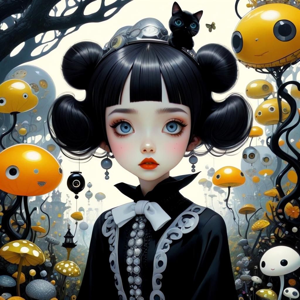 Cute Surreal Image in Tim Burton Style