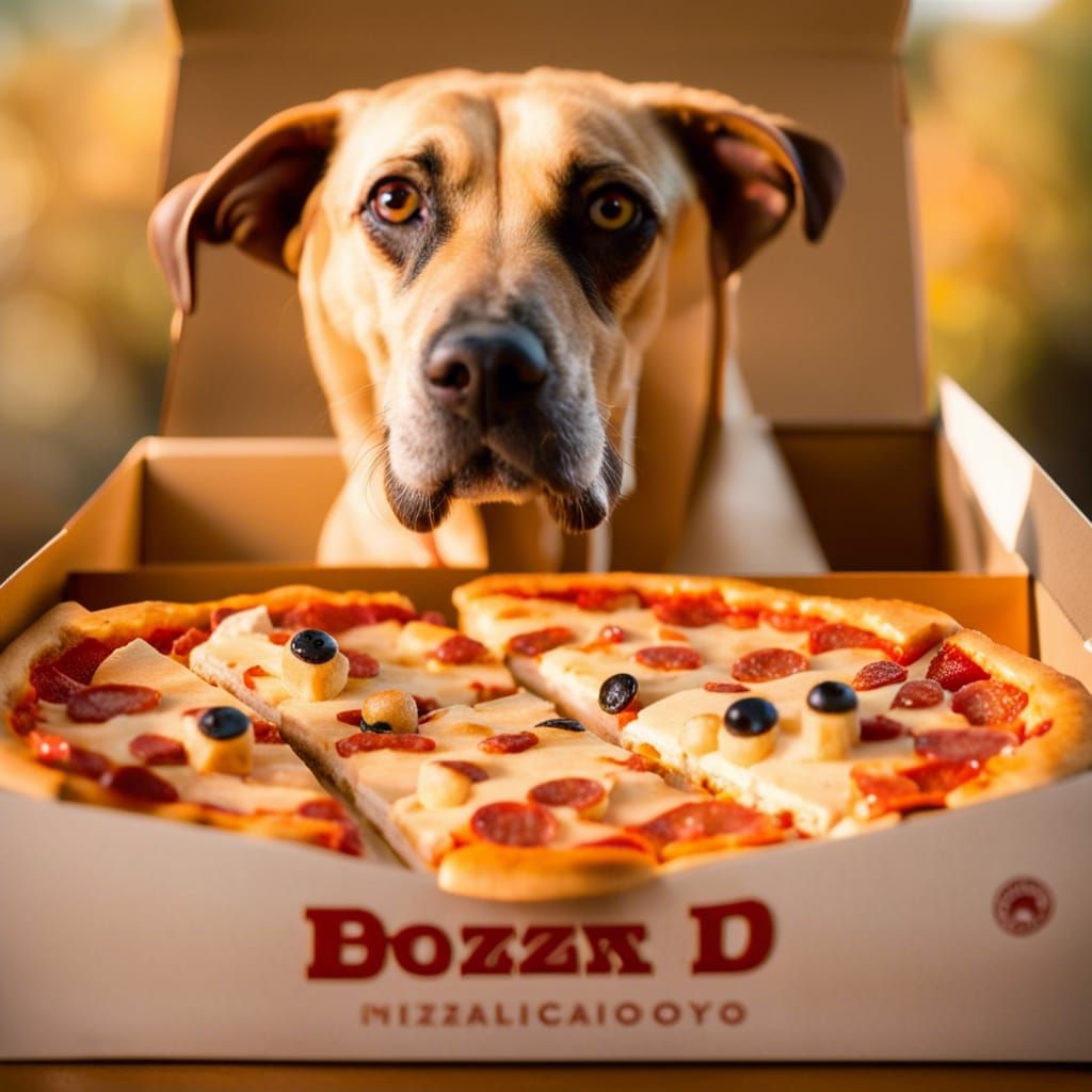 Pizza Dog Portrait in Open Pizza Box
