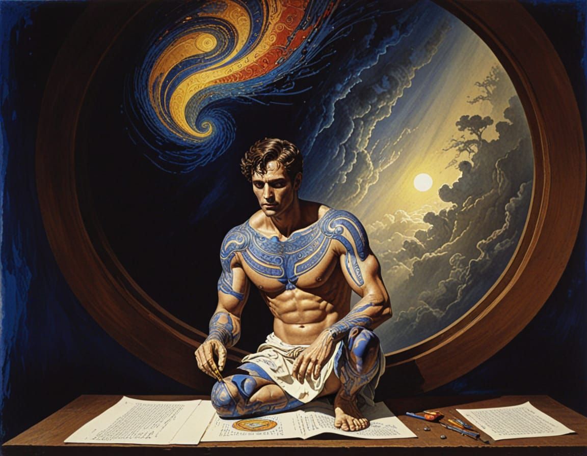 Dreamlike Lithograph of Captain's Yellow Hands