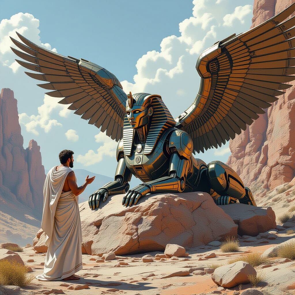 Oedipus Confronts the Robotic Sphinx