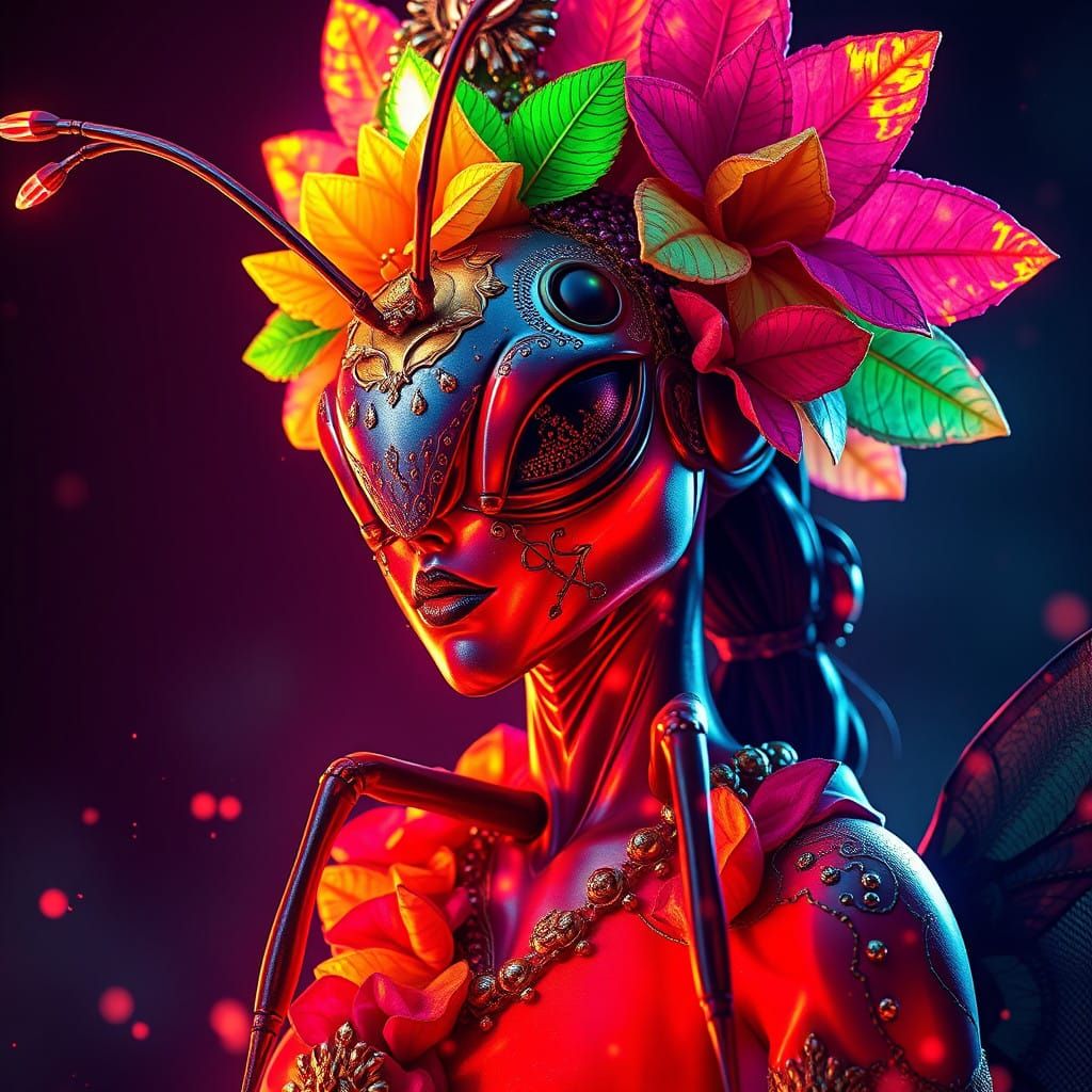 Radiant Queen Ant in Regal Hawaiian Attire