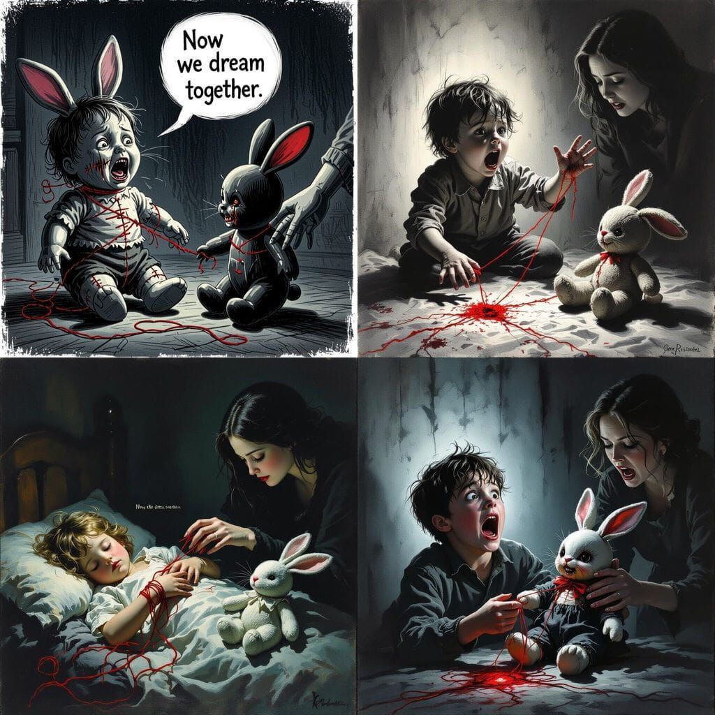 Horror Scene: Man Stitched to Doll by Thread