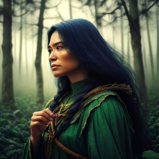 Ethereal Tree and Crop Spirits: Cinematic Film Still