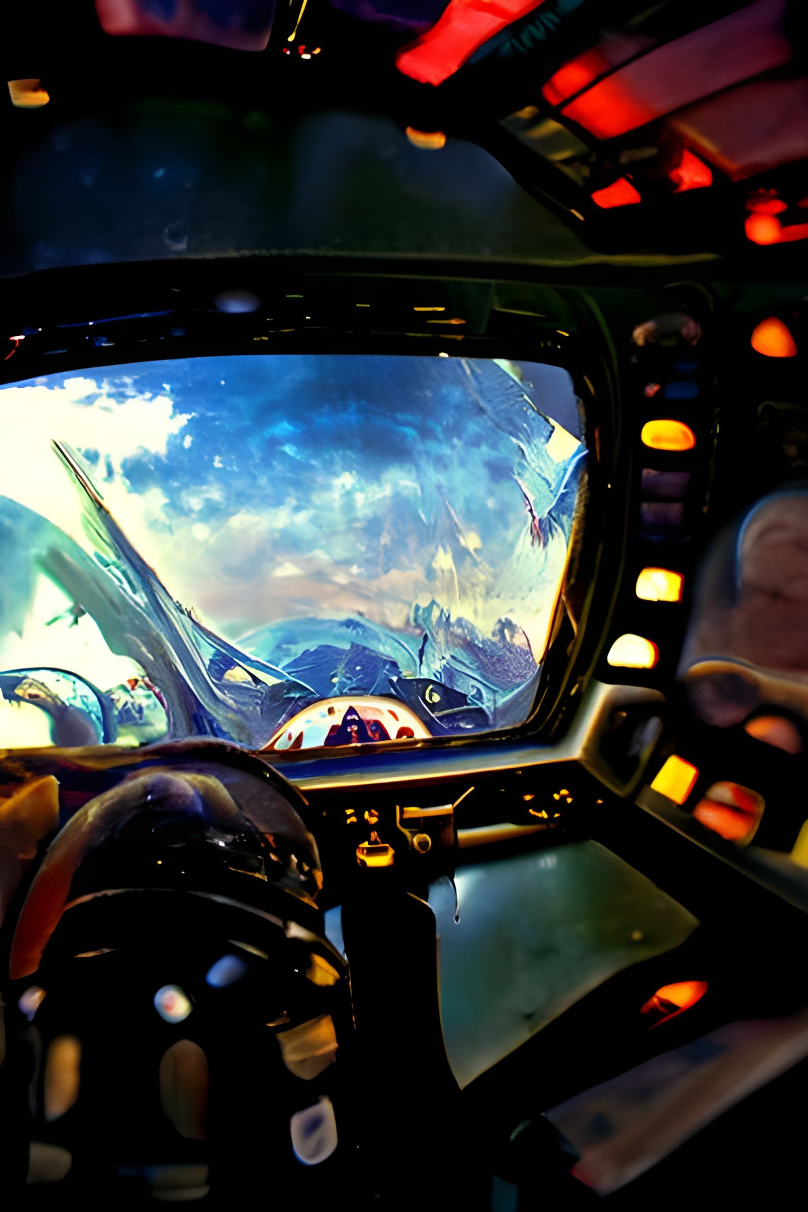 Inside a Space Fighter Cockpit, Retro Sci-Fi Style