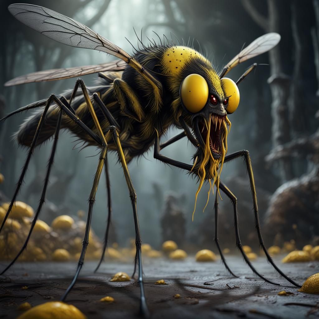 Demonic Mosquito Monster in Detailed Matte Painting