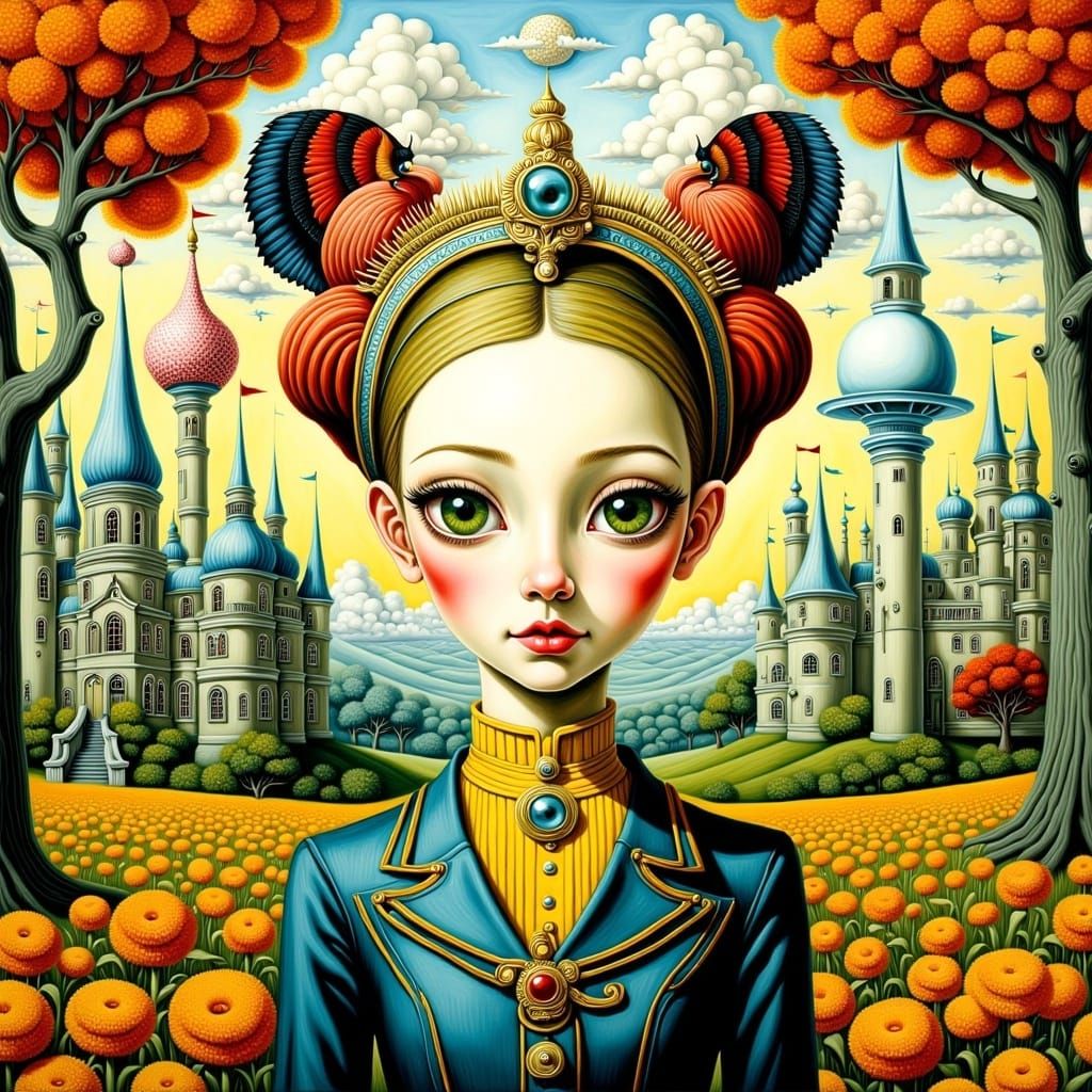 Elf in Pop Surrealism Style with Triad Colors