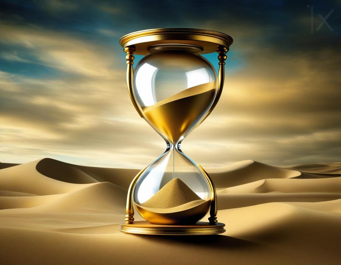 Hourglass with Time Flowing Backward: Digital Art