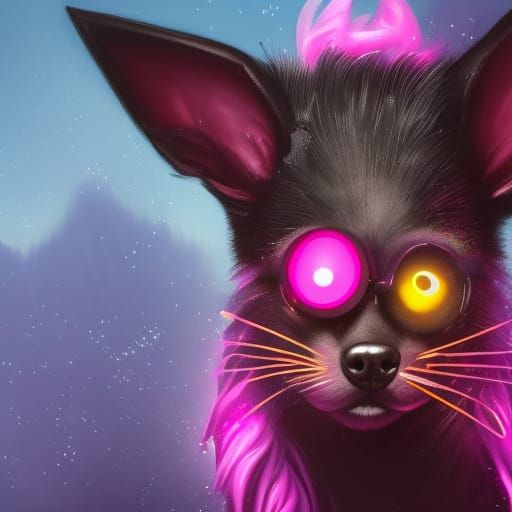 Detailed Matte Painting of Black and Pink Dog