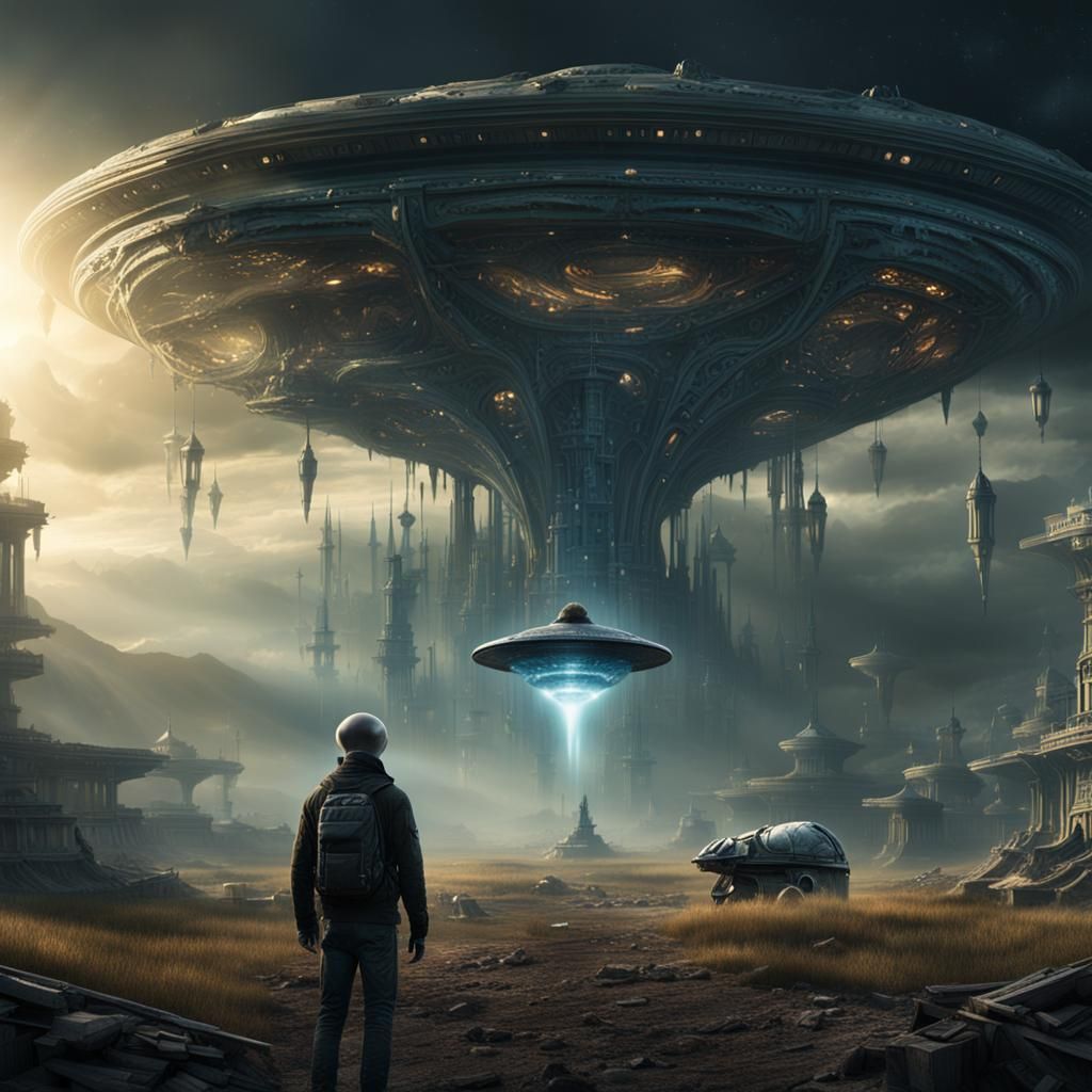 Dramatic Alien Abduction in Digital Matte Painting