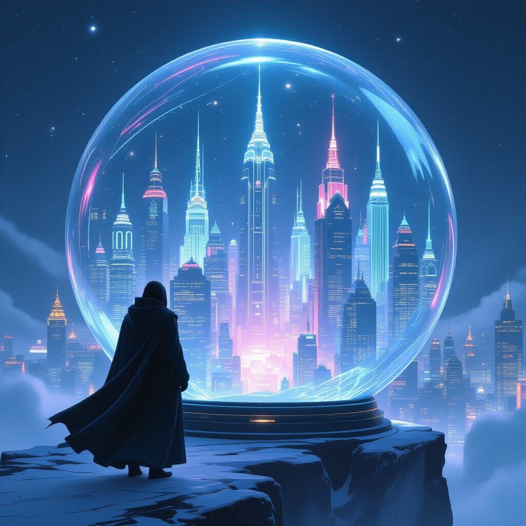 Metropolis Snow Globe: Art Deco Meets Future