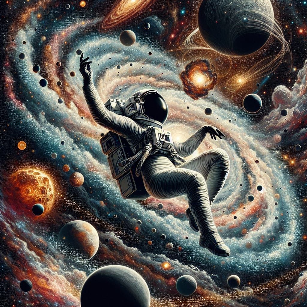 Cosmic Voyager in Vintage Science Fiction Style