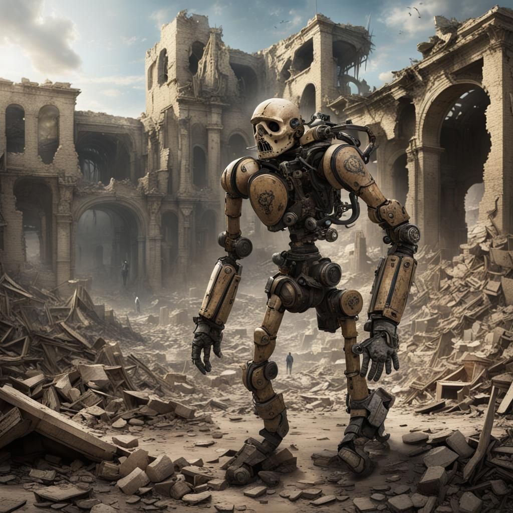 Lone Survivor in Ruined City with Prosthetic Limb
