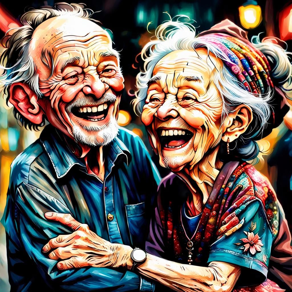 Joyful Chibi Couple Portrait in Deep Jewel Tones