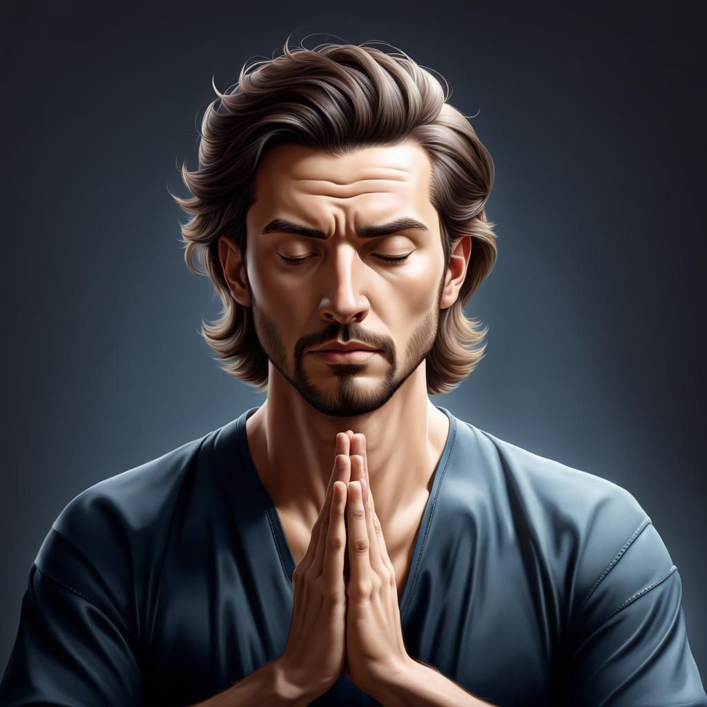 Meditating Man Achieving Cognitive Transcendence