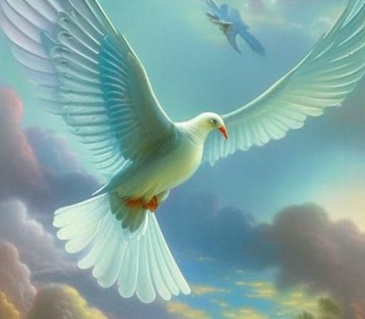 Ethereal Celestial Dove in a Dreamlike Landscape