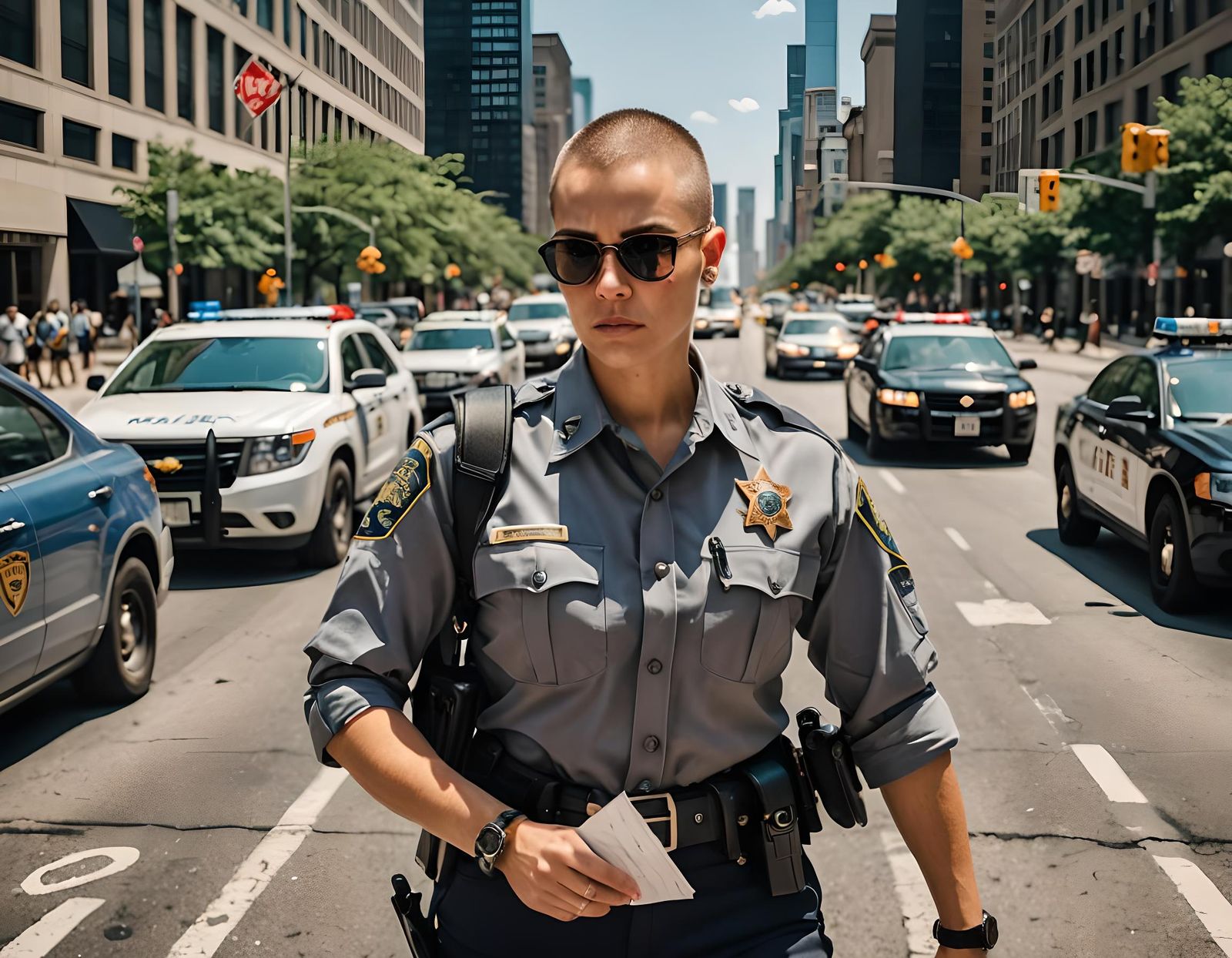 Highway Patrolwoman on Chicago Streets