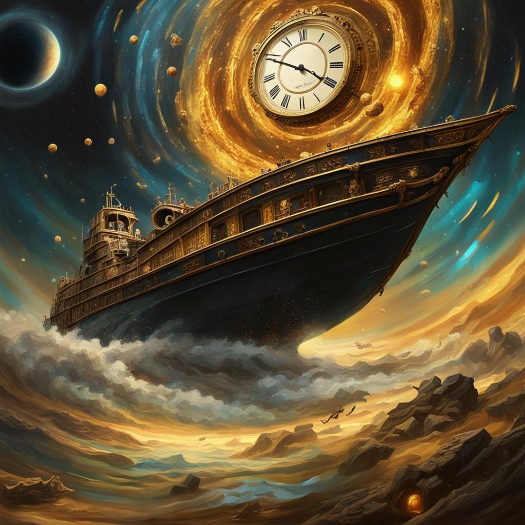 Baroque Sci-Fi Time Traveler in Cosmic Chaos