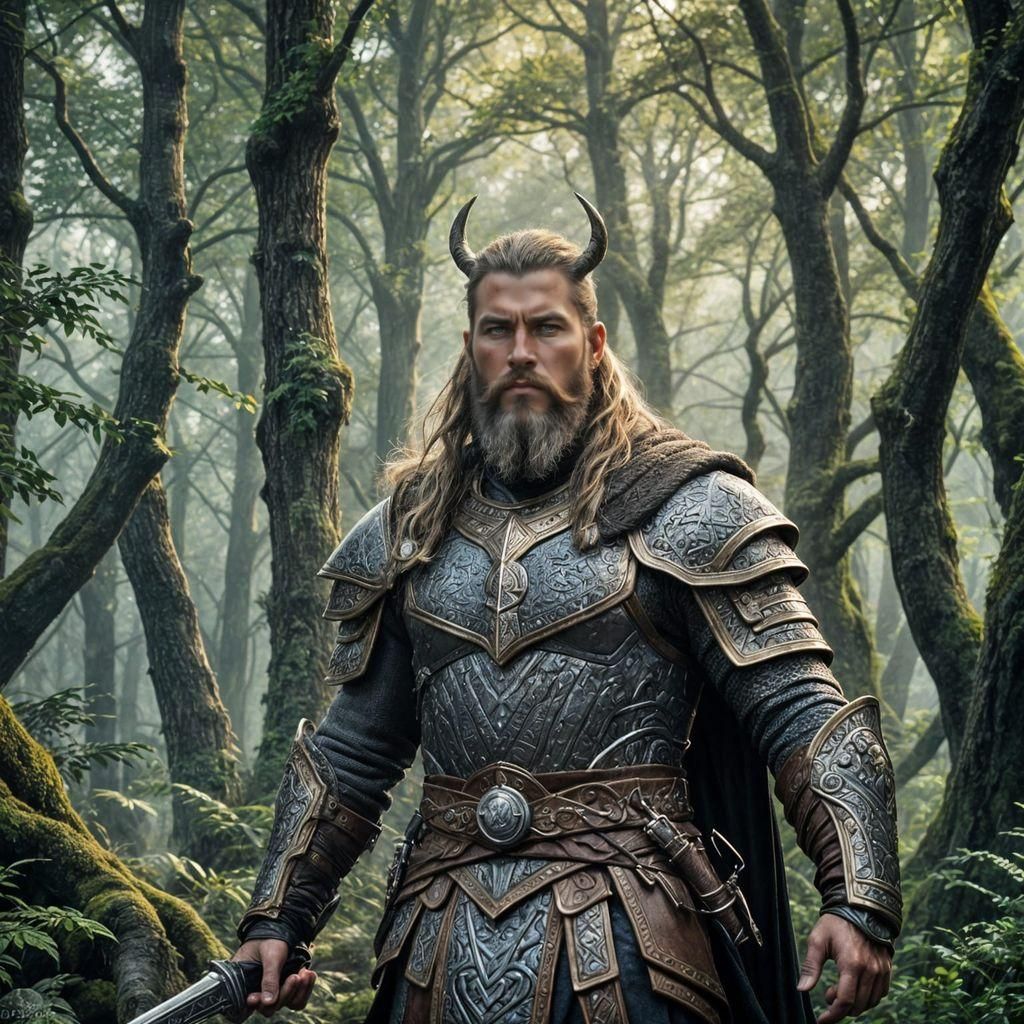 Viking Warrior God in High Fantasy Style